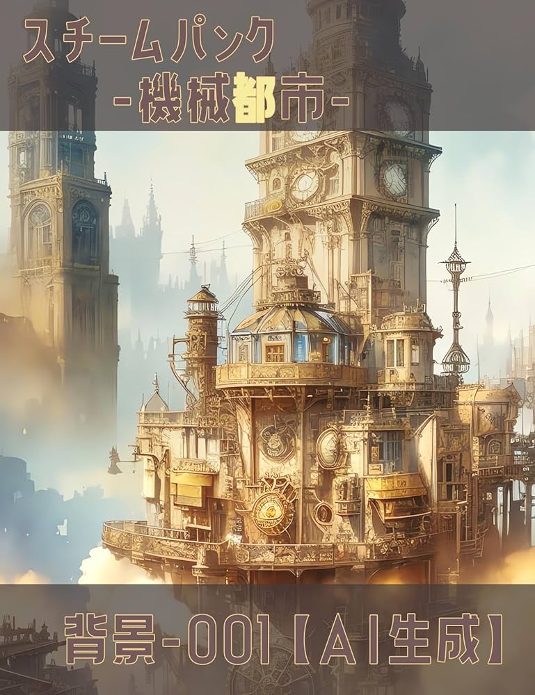 Amazon.co.jp: スチームパンク-機械都市-背景001【AI生成